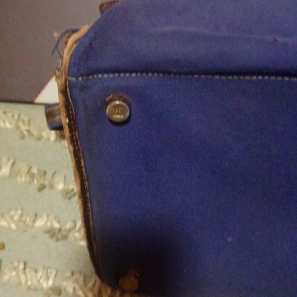 T Anthony Vintage Blueish Purple Canvas And Leather Travel Bag - Picture 8 of 12